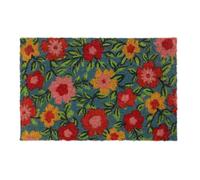 Relaxdays Paillasson Coco, Tapis d’entrée Motif Fleurs, 40x60 cm, antidérapant, résistant, intérieur, extérieur, coloré, 1 unité
