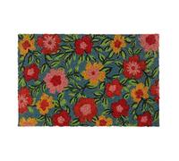Relaxdays Paillasson Coco, Tapis d’entrée Motif Fleurs, 40x60 cm, antidérapant, résistant, intérieur, extérieur, coloré, 1 unité