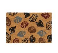 Relaxdays Paillasson Coco, Tapis de Porte avec Motif de Coquillages, 40x60cm, intérieur, extérieur, antidérapant, Nature