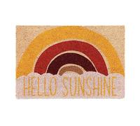 Relaxdays Paillasson Coco, Tapis Hello Sunshine, 40x60 cm, antidérapant, résistant, intérieur, extérieur, Multicolore