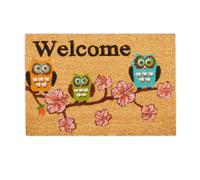 relaxdays Paillasson Coco Welcome Hiboux