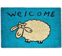 relaxdays Paillasson coco WELCOME mouton bleu