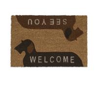 Relaxdays Paillasson Coco, Tapis antidérapant, Welcome, See You, Motif de Chien, 60x40 cm, intérieur, extérieur, Nature