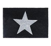 Relaxdays 10019008 Paillasson Tapis d'accueil en fibre de coco étoile 40 x 60 cm natte de sol essuie-pieds tapis de plancher porte entrée antidérapant caoutchouc PVC intérieur extérieur noir
