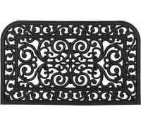 Relaxdays Paillasson Caoutchouc, 45x75 cm, antidérapant, résistant, caillebotis extérieur, Tapis entrée, Ornements, Noir
