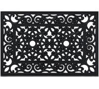 Relaxdays Paillasson Caoutchouc, 60 x 40 cm, antidérapant, résistant, extérieur, Tapis d’entrée, Ornement, Noir