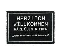 Relaxdays Paillasson en Coco 60 x 40 cm, Tapis de Porte « Bienvenue », antidérapant, Noir