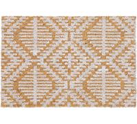 Relaxdays Paillasson en Fibres de Coco, Motif géométrique, 40x60 cm, intérieur, extérieur, antidérapant, Nature-Blanc