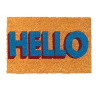 Relaxdays paillasson Coco Hello 60 x 40 cm antidérapant, résistant aux intempéries, intérieur/extérieur, Multicolore