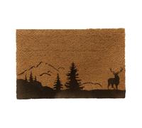 Relaxdays Paillasson en Coco antidérapant 80 x 50 cm, Tapis de Porte cerf, résistant aux intempéries, Naturel/Noir