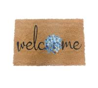 Relaxdays Paillasson en Coco, Motif Floral, 60 x 40 cm, antidérapant, résistant aux intempéries, intérieur et extérieur.