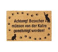 Relaxdays Paillasson en Coco, Motifs de Chat Tapis antidérapant, essuie-Pieds intérieurs & extérieurs, 40x60 cm,