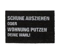 relaxdays Paillasson en Fibre de Coco Schuhe ausziehen Oder Wohnung putzen - Deine Wahl!, intérieur, 60x40 cm, Noir