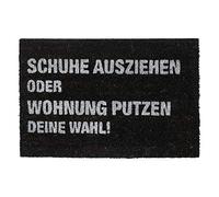 relaxdays Paillasson en Fibre de Coco Schuhe ausziehen Oder Wohnung putzen - Deine Wahl!, intérieur, 60x40 cm, Noir