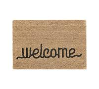 Relaxdays Paillasson en Fibres de Coco, Inscription, antidérapant, 60 x 40 cm, pour intérieur et extérieur, Nature/Noir