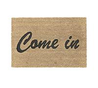 Relaxdays Paillasson en Fibres de Coco, Inscription Come in, résistant aux intempéries, 40 x 60 cm, Nature/Noir