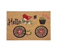 Relaxdays Paillasson en Fibres de Coco, Inscription, vélo, 40 x 60 cm, Tapis pour intérieur et extérieur, Multicolore