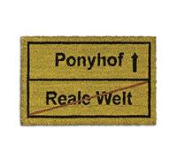 Relaxdays Paillasson en fibres de coco Rectangulaire Motif Ponyhof 60 x 40 cm dessous antidérapant PVC caoutchouc saleté essuie-pieds natte intérieur tapis de plancher accueil, marron