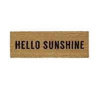 Relaxdays Paillasson en fibres de coco tapis de sol porte entrée avec motif Hello Sunshine dessous antidérapant en caoutchouc PVC L x l 75 x 25 cm, nature