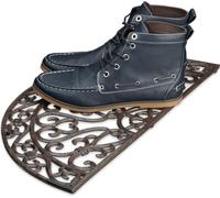 Relaxdays Tapis de porte d'entrée rustique rond en fonte, 2 x 60 x 31 cm, bronze