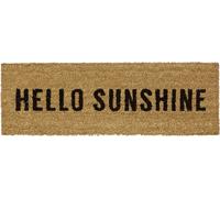 Relaxdays Paillasson en fibres de coco tapis de sol porte entrée avec motif Hello Sunshine dessous antidérapant en caoutchouc PVC L x l 75 x 25 cm, nature
