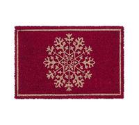 Relaxdays Paillasson, Fibres Coco, Flocon, résistant aux intempéries, 60x40 cm, intérieur & extérieur, Nature/Rouge