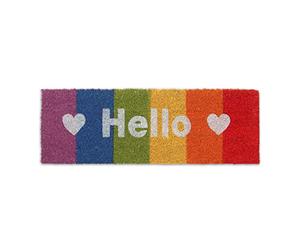 Relaxdays Paillasson Fibres Coco, Hello, Arc-en-Ciel, mutilcolore | résistant à la pluie, 75x25 cm, intérieur extérieur