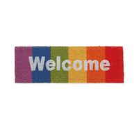 Relaxdays Paillasson Fibres Coco, Motif Arc-en-Ciel, Welcome, antidérapant, 75x25 cm, intérieur & extérieur, Multicolore