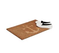 Relaxdays Paillasson fibres de coco ancre, PVC, Marron, 60 x 40 cm