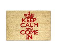 Relaxdays Paillasson Keep calm and come in“ fibre de coco 60 x 40 cm, Nature, 80 x 150 cm