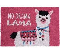 Relaxdays Paillasson Lama, Fibres de Coco, Inscription, 60 x 40 cm, antidérapant, intérieur & extérieur, Rose - Blanc