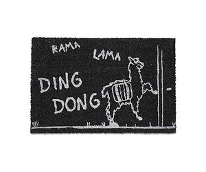 Relaxdays Paillasson Lama, Fibres de Coco, Tapis à écritures, 60x40cm, antidérapant, intérieur & extérieur, Noir - Blanc