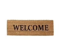 Relaxdays Paillasson Long Fibre de Coco Tapis de Sol Welcome Antidérapant Nature, 1,5 x 75 x 25 cm