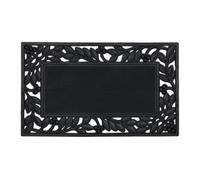 Relaxdays Paillasson Motif Feuilles, LxP : 75 x 45 cm, antidérapant, résistant, Tapis extérieur intérieur, Noir