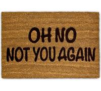 Relaxdays 10017727 Paillasson fibre de coco Oh No Not You again Tapis de sol porte entrée accueil Fibre de coco 60 x 40 cm essuie-pieds natte de plancher antidérapant PVC caoutchouc marron