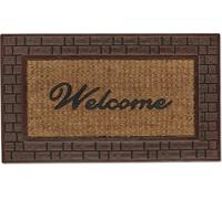 Relaxdays Paillasson Welcome, Coco Caoutchouc, 45x75 cm, Tapis d’entrée intérieur extérieur, antidérapant, Marron/Nature, 1 unité