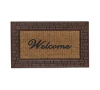 Relaxdays Paillasson Welcome, Coco Caoutchouc, 45x75 cm, Tapis d’entrée intérieur extérieur, antidérapant, Marron/Nature, 1 unité