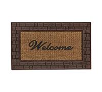 Relaxdays Paillasson Welcome, Coco Caoutchouc, 45x75 cm, Tapis d’entrée intérieur extérieur, antidérapant, Marron/Nature, 1 unité