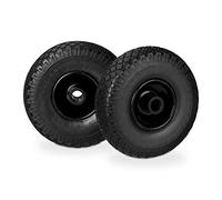 Relaxdays Paire de roues pour camion à sac, anticrevaison, pneus en caoutchouc solide 3.00-4, jante en acier, essieu 25 mm, 100 kg, 25 x 7,5 mm, noir