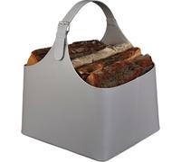 relaxdays Panier à bois similicuir gris foncé