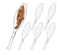 Relaxdays Panier à brochettes en Lot de 6, Acier Inoxydable, avec poignée, 54 cm de Long, pour Les grillades. argenté