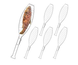 Relaxdays Panier à brochettes en Lot de 6, Acier Inoxydable, avec poignée, 54 cm de Long, pour Les grillades. argenté