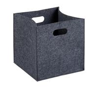 Relaxdays Panier à bûches de bois en feutre corbeille sac de courses pliable 2 poignées HxlxP: 30x30x30 cm, anthracite