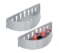 Relaxdays Panier à charbon en lot de 2, HxLxP : 7x33x11,5 cm, grillade directe et indirecte, braise, en acier, argenté