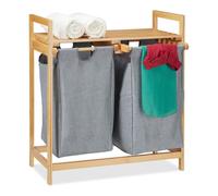 relaxdays Panier à linge 2 compartiments avec étagère