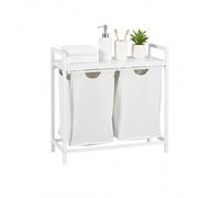 Relaxdays Panier à Linge avec 2 Sacs Amovibles, Tablette, H x L x P : 72 x 73 x 33 cm, métal, Blanc/Gris