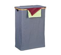 Relaxdays Panier à Linge, avec Couvercle, 105 l, Bambou et Polyester, Pliable, transportable, Gris et Nature