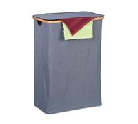 Relaxdays Panier à Linge, avec Couvercle, 105 l, Bambou et Polyester, Pliable, transportable, Gris et Nature