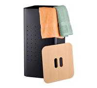 Relaxdays, panier à linge avec couvercle, métal, 55 l, noir/naturel