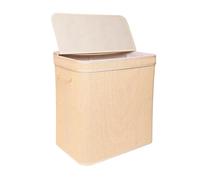 Relaxdays Panier à Linge Bambou 130 L, 2 Compartiments, Couvercle, HxLxP 61 x 58 x 39 cm, Salle de Bain, Naturel